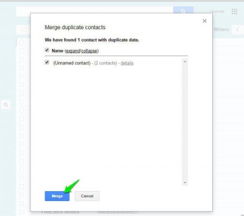 کلیک بر روی گزینه merg مخاطبین تکراری گوشی