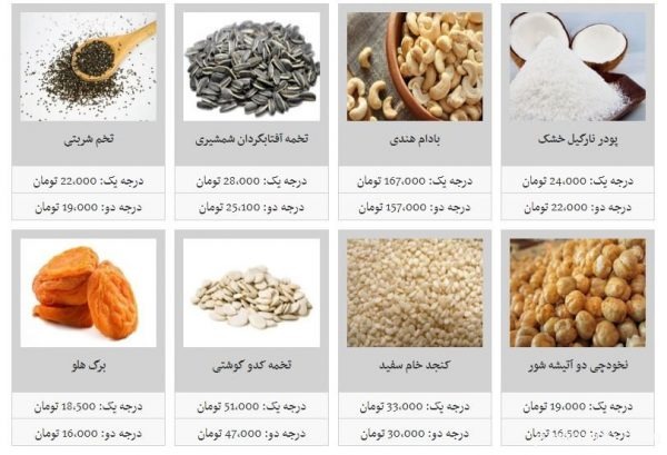 آخرین قیمت آجیل