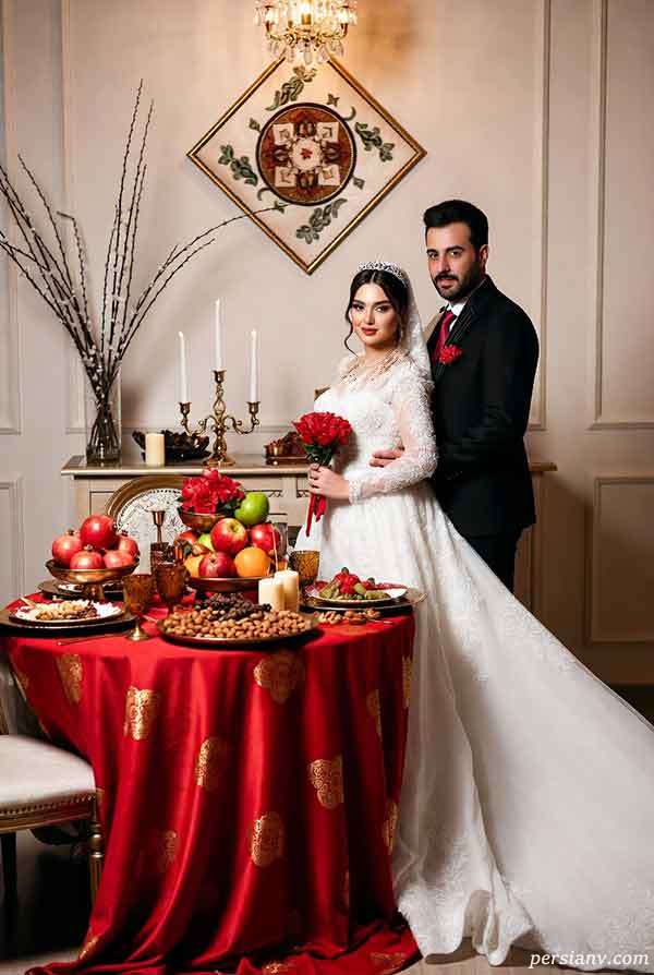 تزیین میز شب یلدا برای عروس