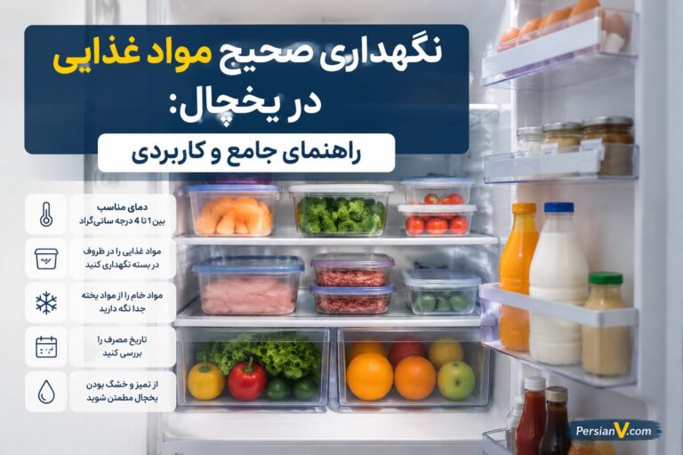 نگهداری صحیح مواد غذایی در یخچال: راهنمای جامع و اصولی
