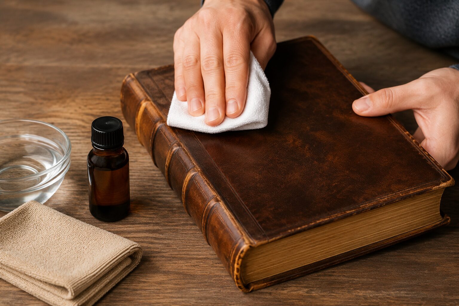 تمیز کردن جلد چرمی