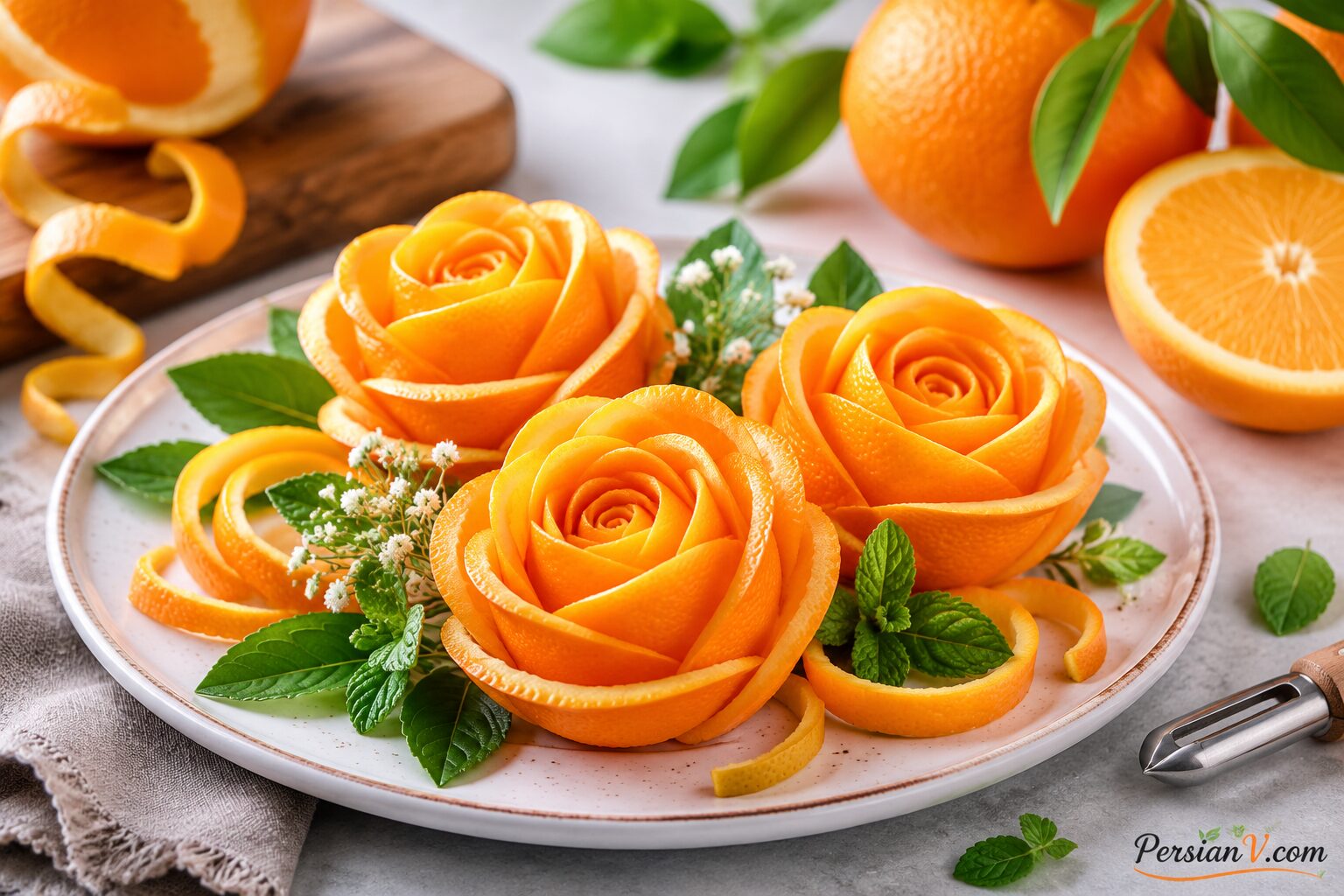 تزئین غذا با پوست مرکبات