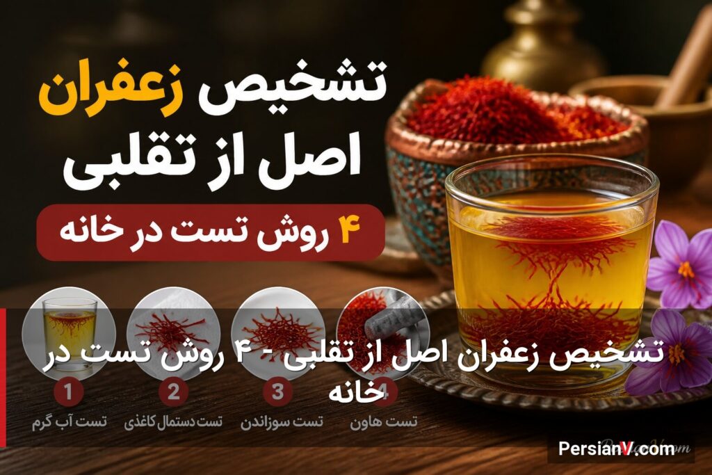 ۴ روش ساده برای تشخیص زعفران اصل از تقلبی؛ راهنمای کامل خرید