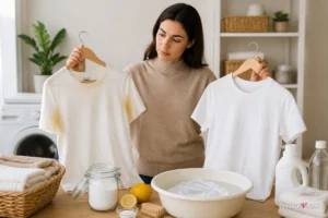 از بین بردن زردی لباس ؛ روش درست برای لباس سفید، رنگی و لکه زیر بغل