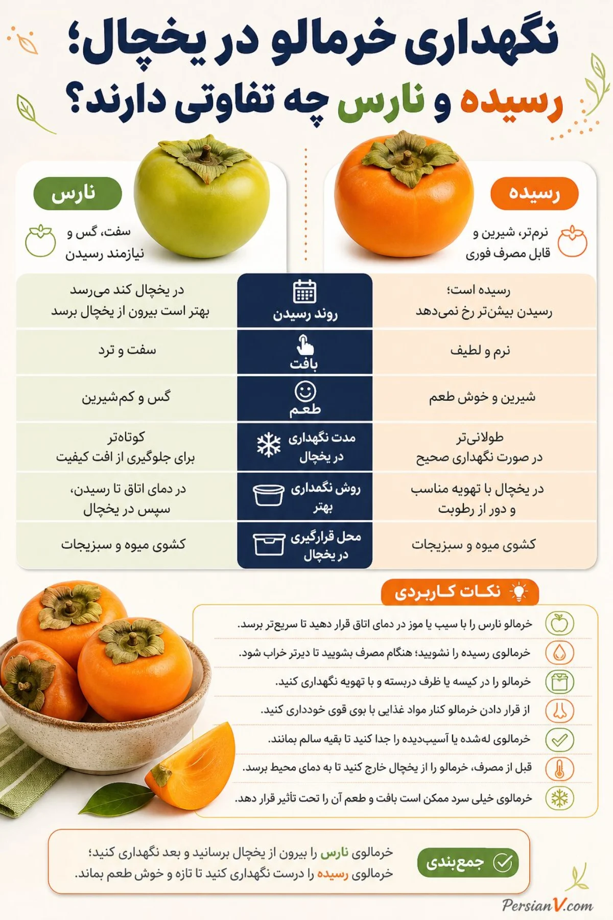 نگهداری خرمالو در یخچال نگهداری خرمالو در یخچال