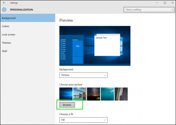 انتخاب گزینه Browser وینـدوز 10