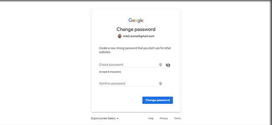وارد کردن رمز عبور جدید بازیابی دسترسی به ایمیلهایتان