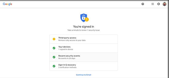 انتخاب گزینه Change password بازیابی پسورد جیمیل