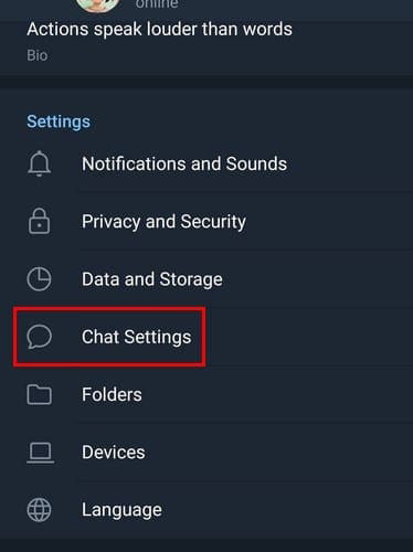 تنظیمات چت تلگرام