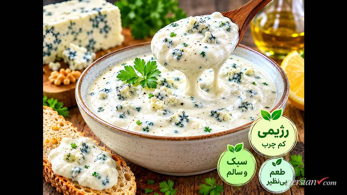 طرز تهیه سس پنیر آبی رژیمی خوشمزه