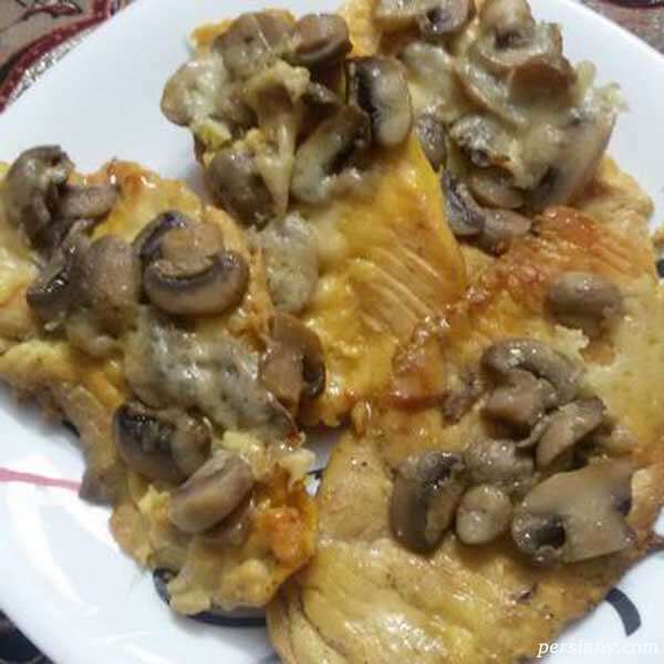 خوراک فیله مرغ با قارچ