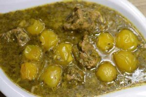 خورش نعنا جعفری با گوجه سبز
