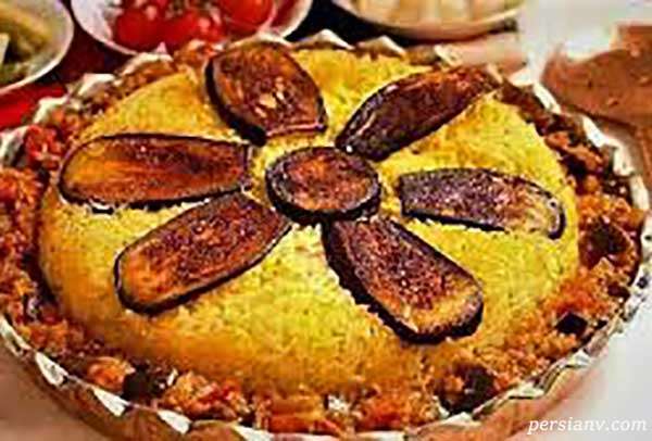 عدس پلو + بادمجان
