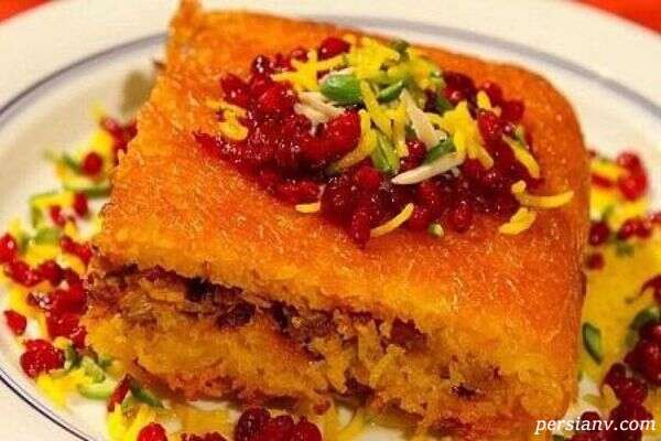 ته چین مرغ و بادمجان