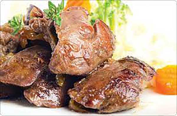 خوراک جگر مرغ سرخ‌شده 