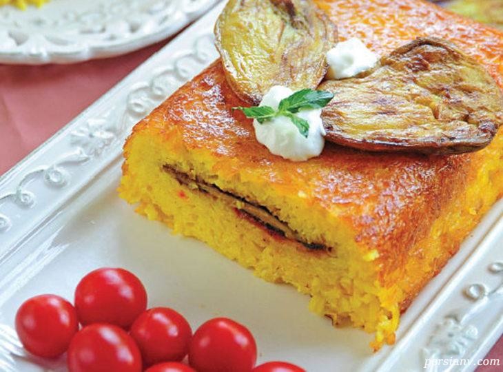 ته‌چین گوجه و بادنجان