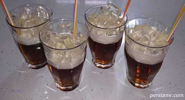 طرز تهیه ژله نوشابه با کف و یخ
