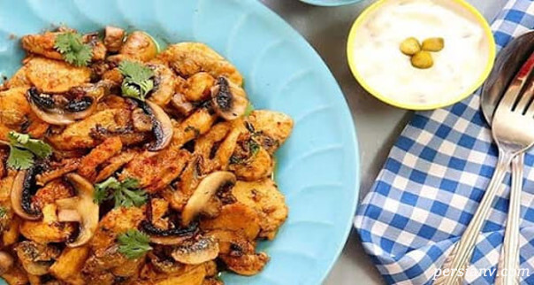 خوراک مرغ و قارچ رژیمی خوش طعم
