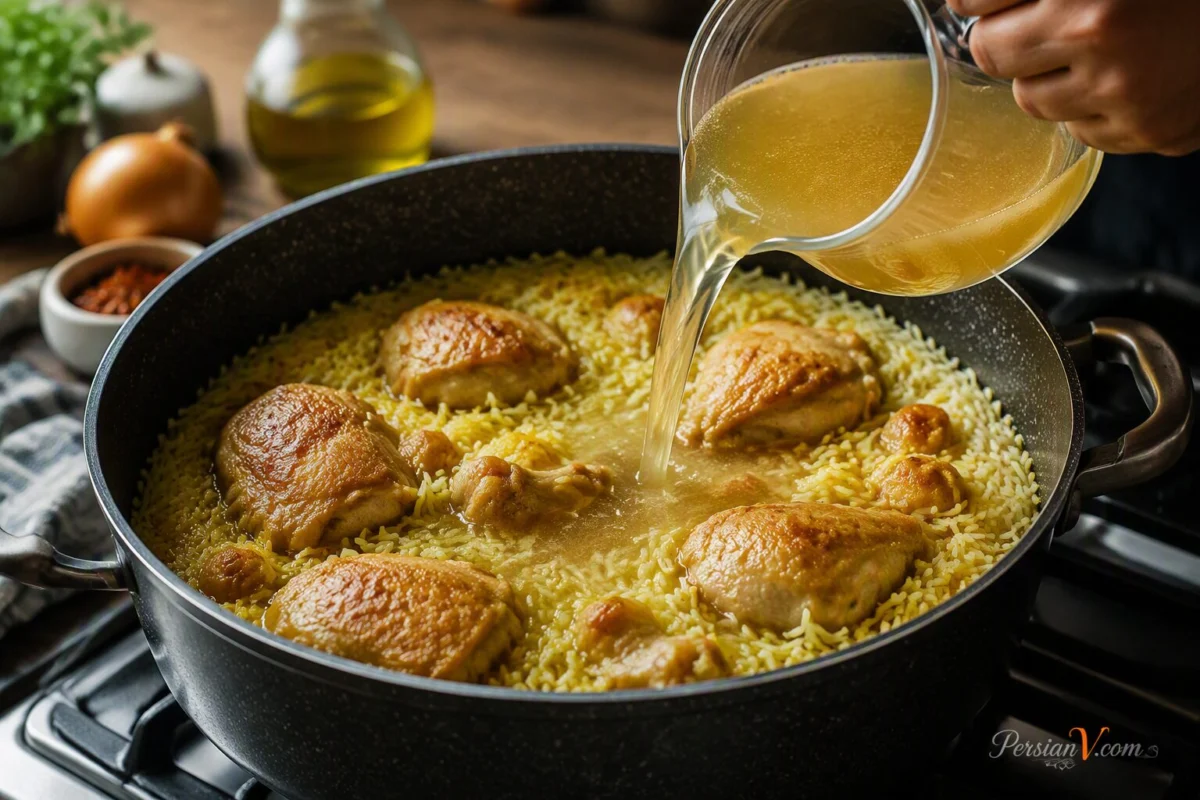 مرغ و برنج با ران مرغ