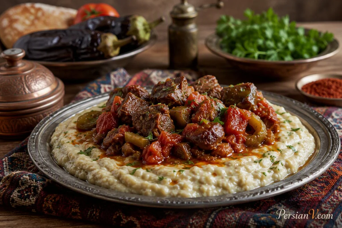 طرز تهیه هونکار بیندی ؛ غذای سلطنتی ترکیه با گوشت و بادمجان دودی