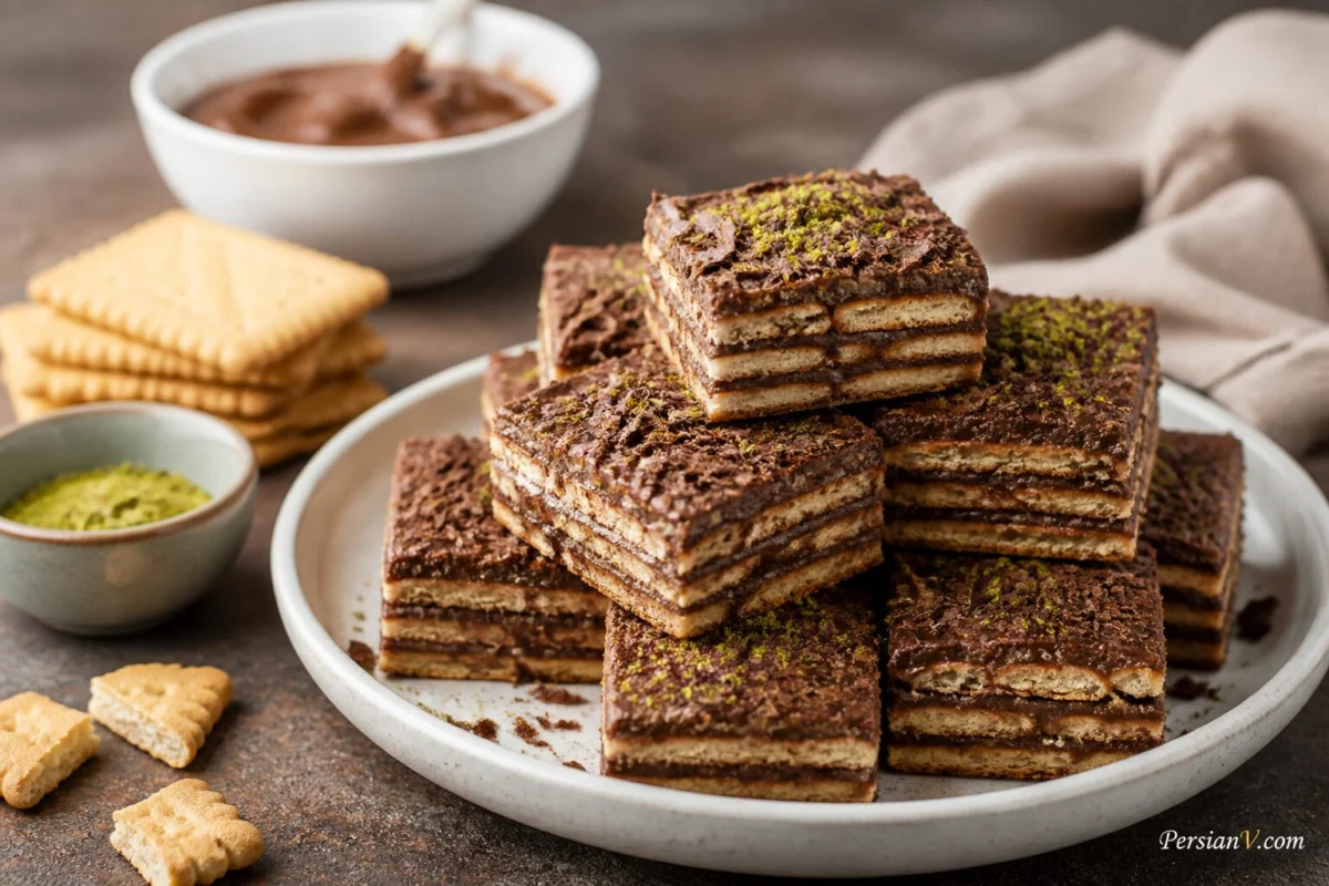 شیرینی با بیسکویت ساقه طلایی شیرینی با بیسکویت ساقه طلایی