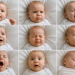 ۹ حالت صورت نوزاد و معنی هر کدام ؛ از لبخند تا گریه