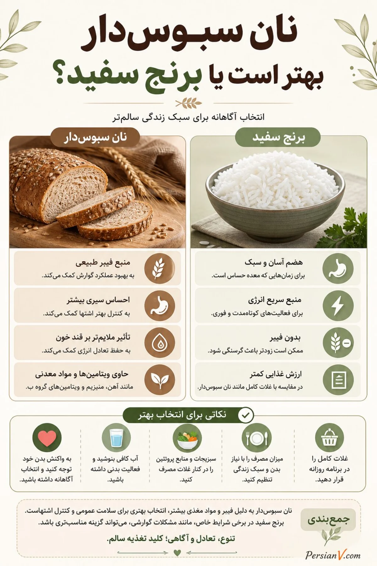 نان چاق کننده تر است یا برنج