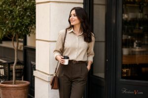 ۴ استایل آسان با پیراهن راه‌راه برای مراسم مهمانی