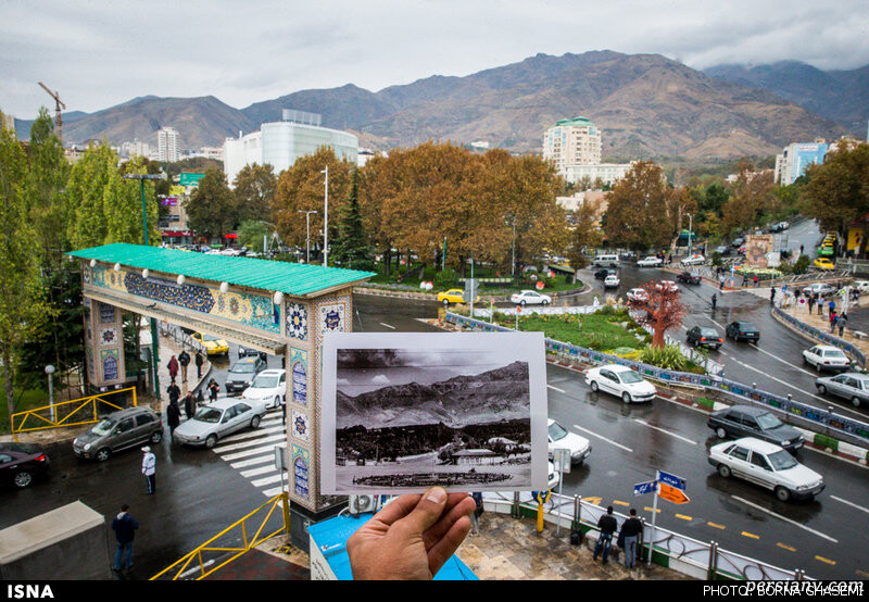 میدان تجریش سال ۱۳۱۰ – میدان تجریش در شمالیترین منطقه تهران،که زمانی طجرشت خوانده میشد قرار دارد. طهران قدیم و امروز