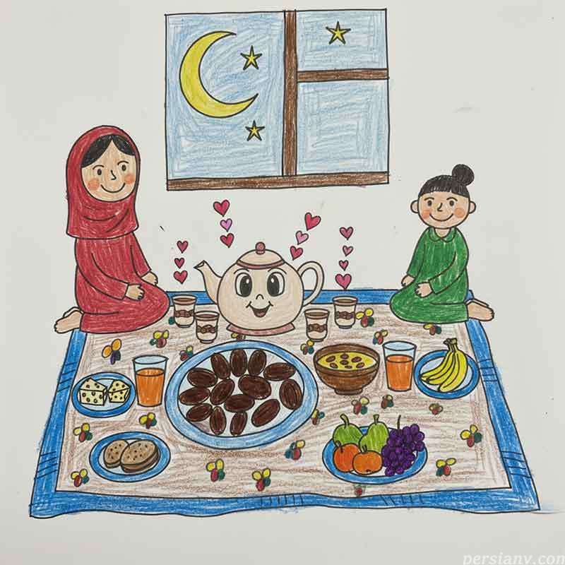 نقاشی سفره افطار ساده و فانتزی ؛ ۱۳ ایده خلاقانه آموزشی برای کودکان و نوجوانان
