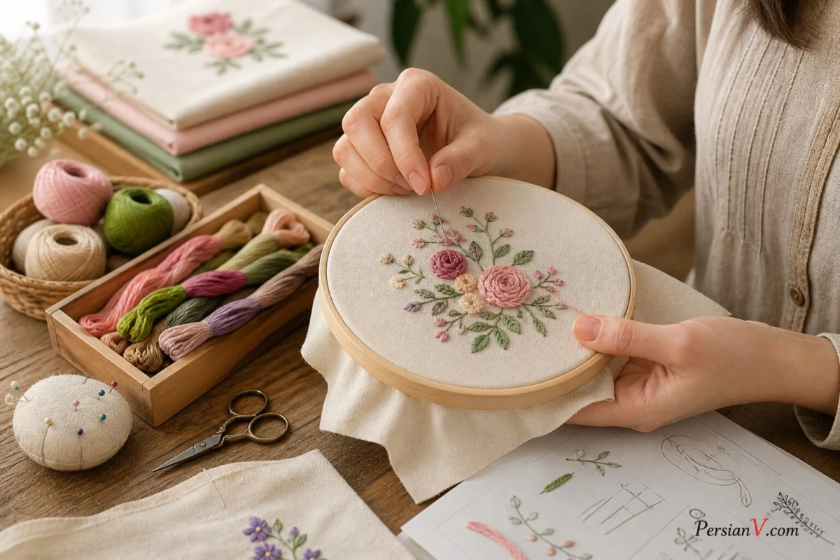 آموزش گلدوزی ساده برای مبتدیان ؛ از وسایل لازم تا دوخت گل روی پارچه