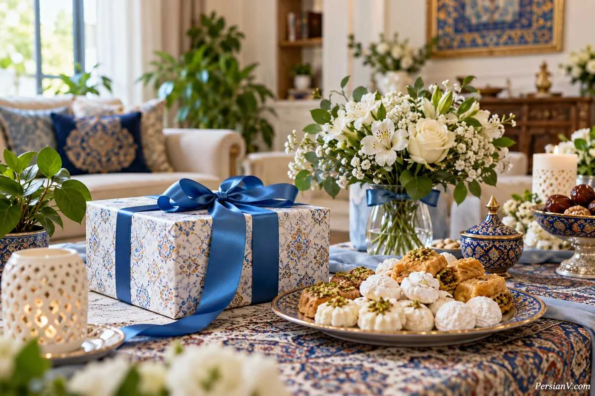 تعبیر خواب جشن ختنه سوران هدیه، گل و شیرینی روی میز جشن خانوادگی ختنهسوران