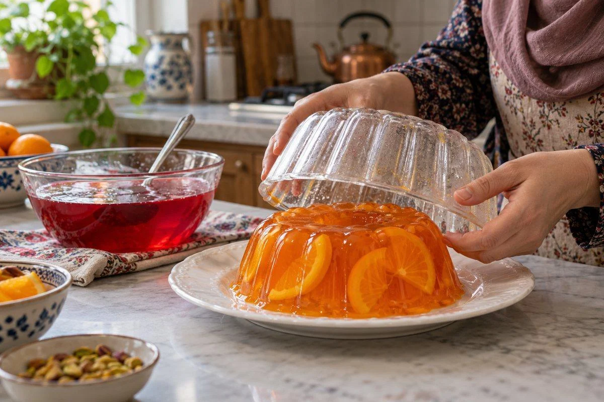تعبیر خواب درست کردن و برگرداندن ژله تعبیر خواب ژله؛ برگرداندن ژله پرتقالی سالم از قالب
