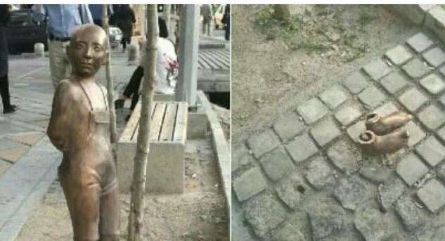 ربوده شدن مجسمه کودک در میدان ونک تهران!
