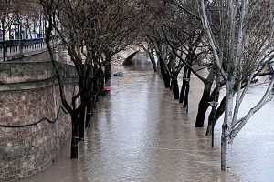 بارش باران و سیل در ساحل رود سن در پاریس‎!