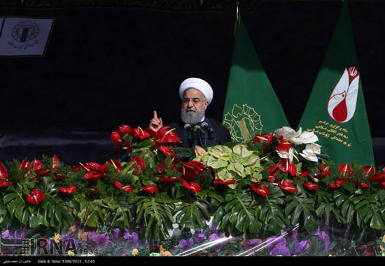 سخنرانی روحانی در جمع راهپیمایان روحانی در راهپیمایی ۲۲ بهمن