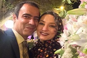 سحر ولد بیگی و همسرش نیما فلاح و کیک 10 سال زندگی مشترک
