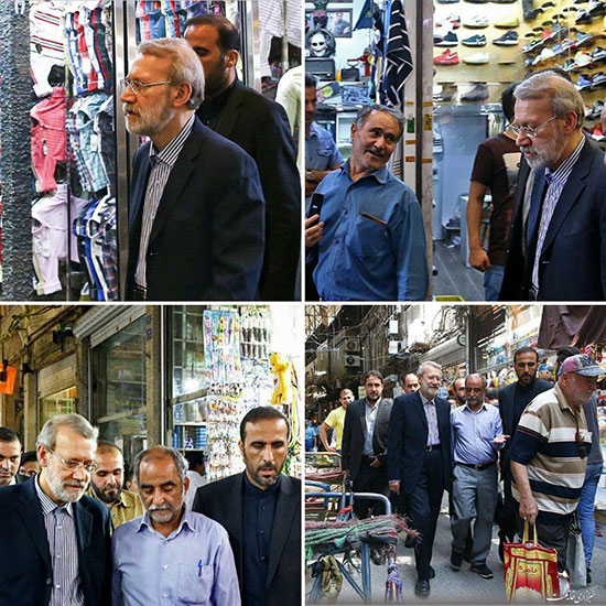 لاریجانی در جمع کسبه بازار تهران لاریجانی در بازار تهران