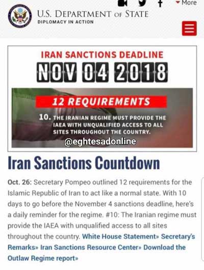 شمارشگر معکوس بازگشت تحریم ها بازگشت تحریمهای ایران