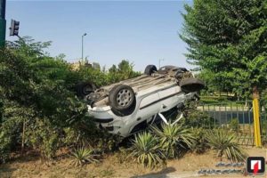 واژگونی خودرو پژو 206 و نجات معجزه آسای زن و مرد جوان!!
