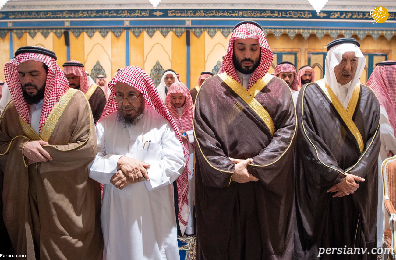 مراسم تشییع جنازه برادر شاه عربستان با حضور ملک و بن سلمان