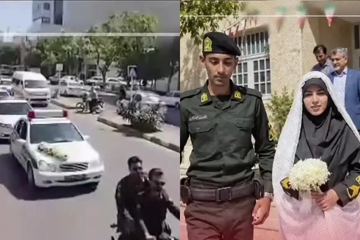 ماشین عروس متفاوت یک زوج پلیس ؛ این انتخاب را در ویدئو ببینید