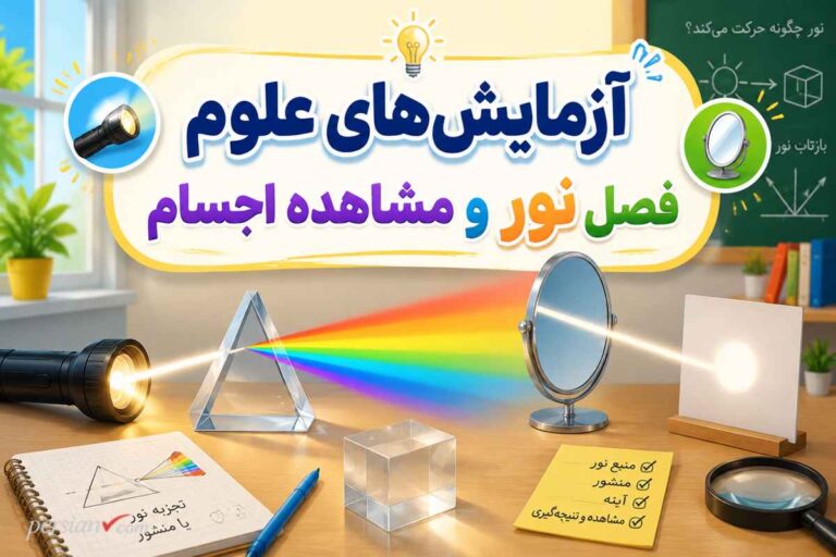 آزمایشهای علوم فصل نور و مشاهده اجسام ؛ راهنمای کامل تجربیات نوری و بینایی