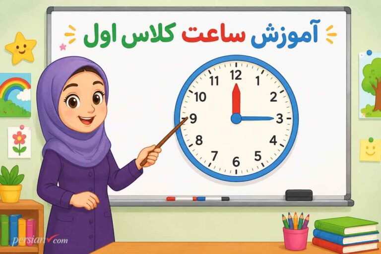 آموزش ساعت کلاس اول دبستان ؛ یادگیری گامبهگام زمان به زبان ساده و بازی
