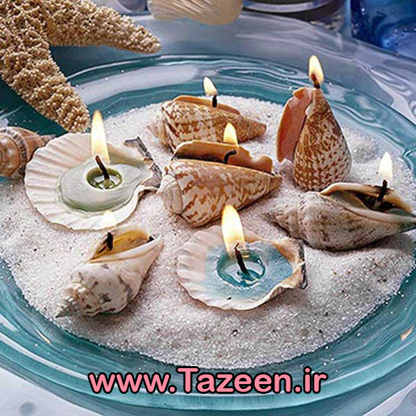 شمع های مدرن صدف دریایی تزئین خانه با صدف و ستاره دریایی
