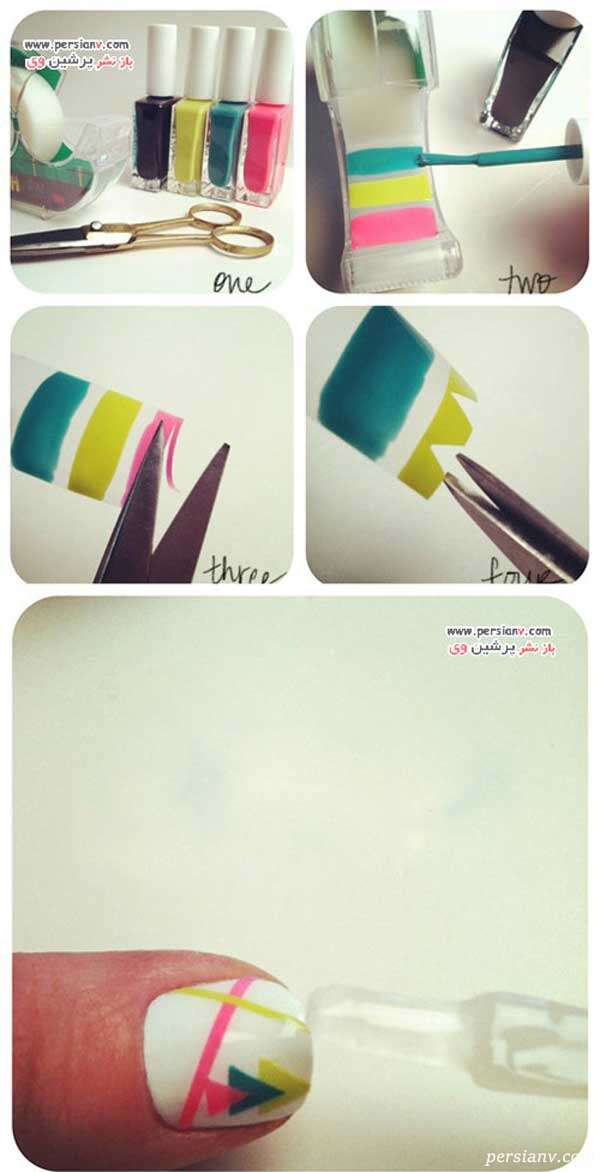 طراحی ناخن با کمک چسب نواری