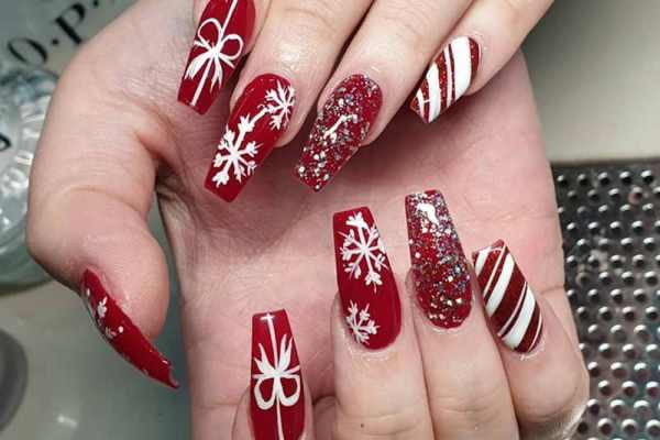 طرح ناخن شب یلدا و کریسمس